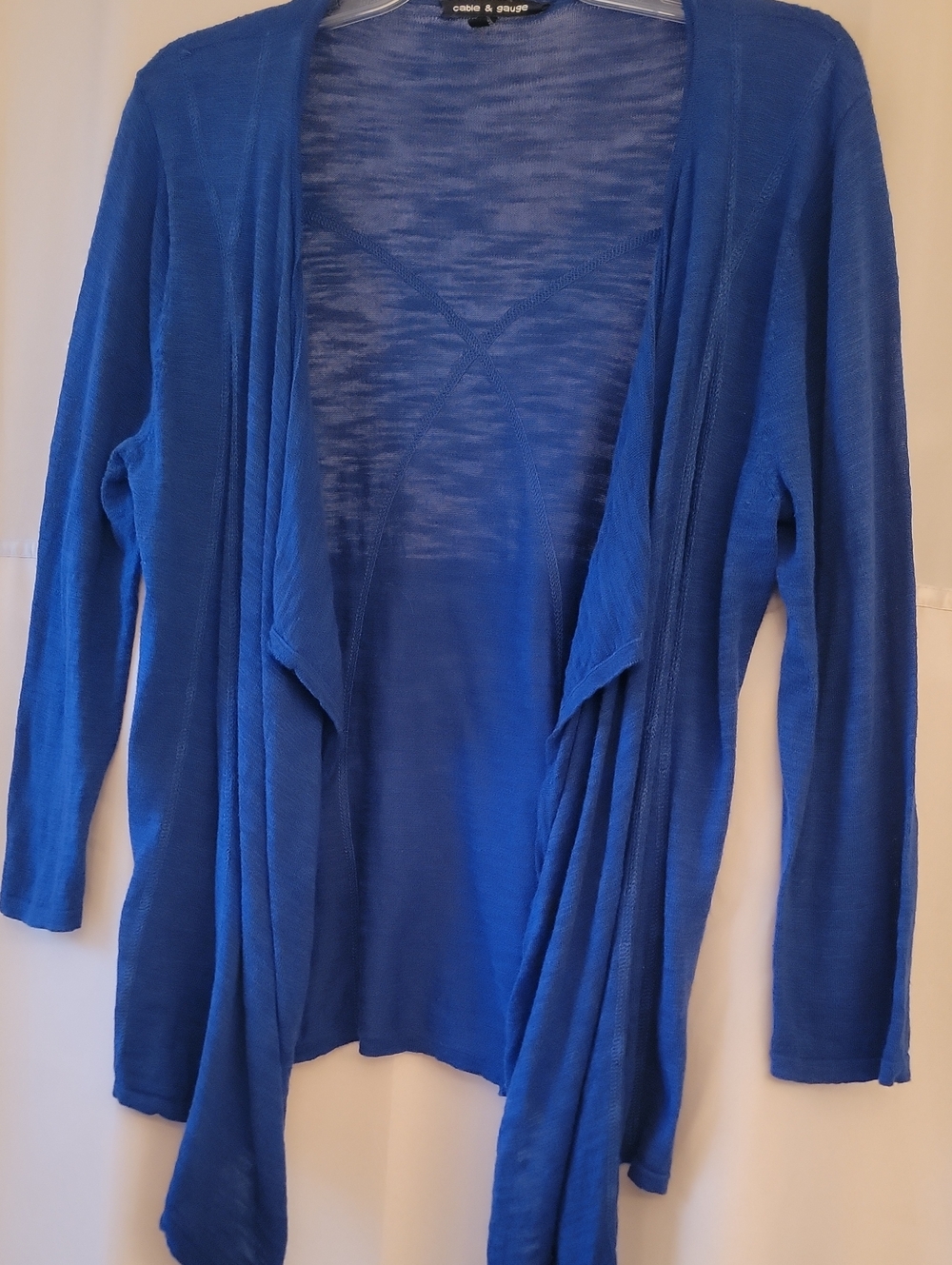 Cable & Gauge Royal Blue Open Drape Lightweight Cardigan, L